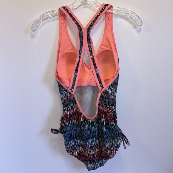 Pink Blue Aqua Racer Back One  Swim Women’s Small SUMMER SALE $10 - Picture 4 of 6
